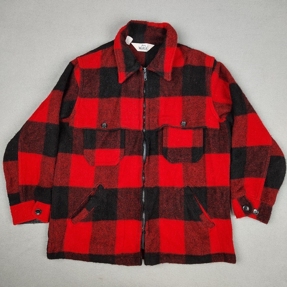 Vintage Woolrich Buffalo Plaid Jacket Women XL Wool Hunting Flannel Outdoor Coat